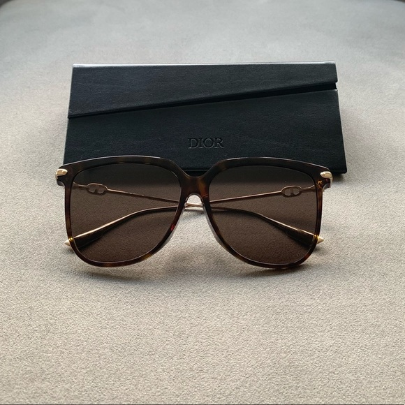 NWT DIOR Link3F Sunglasses Square Tortoise Gold - Picture 3 of 16